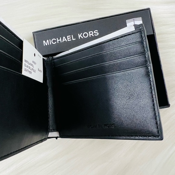 Michael Kors Andy Slim Billfold Wallet Black Saffiano Leather Gift Box - Picture 4 of 9